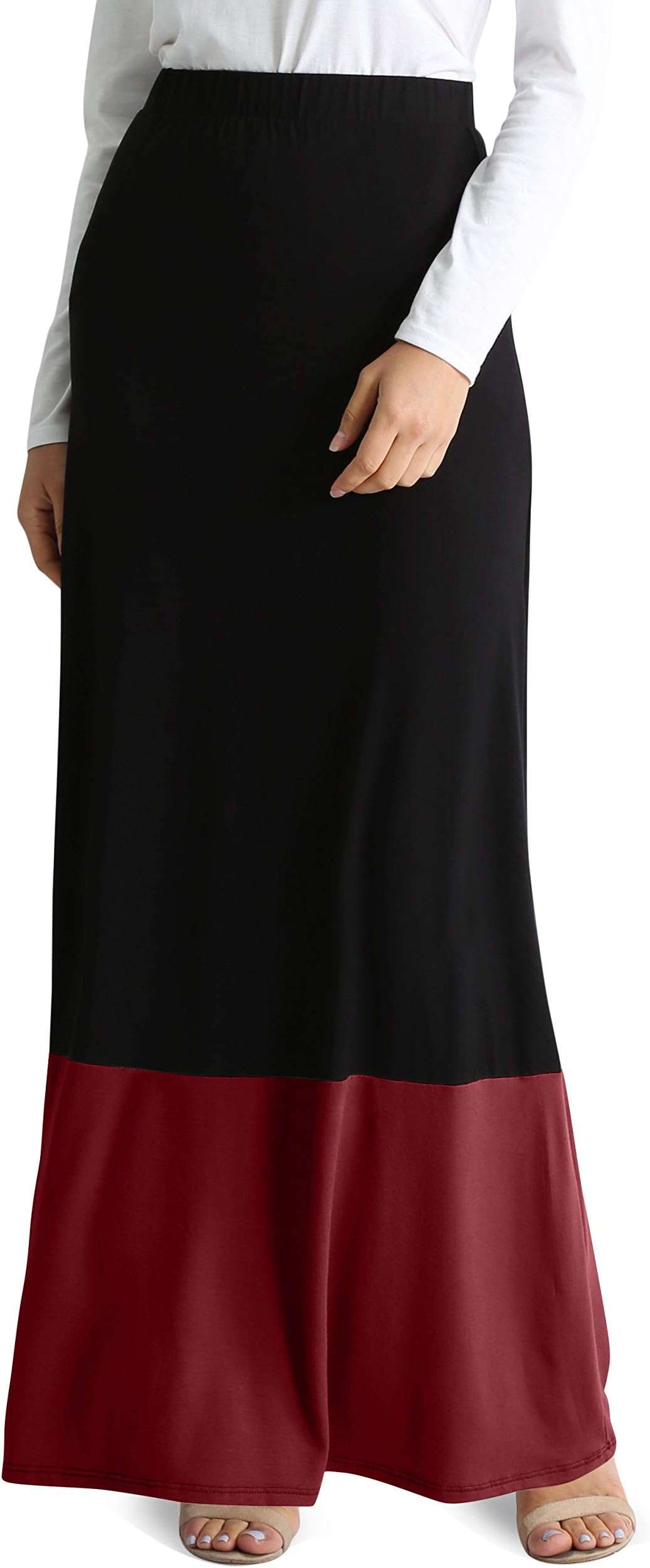 Womens Long Maxi Skirt Reg and Plus Size High Waisted Flowy Maxi Skirt - USA