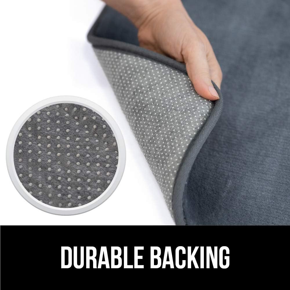 Gorilla Grip Original Thick Memory Foam Bath Rug, 24x17, Cushioned Soft Floor Mats, Absorbent Premium Bathroom Mat Rugs Rugs, Machine Washable, Luxury Plush Comfortable Carpet for Bath Room, Graphite: Home & Kitchen