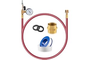 KBROTECH RV Winterizing Kit Winterize Sprinkler Blowout Adapter with Integrated Pressure Gauge Shut Off Valve and 1/4”Industrial Plug Air Compressor 3/4" GHT for Motorhome Boat Camper Travel Trailer red