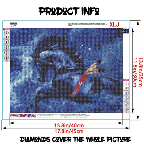 XLJ DIY 5D Diamond Painting Kits for Adults Home Wall Decor, Full Drill Diamond Painting for Kids, Crystal Rhinestone Diamond Embroidery Paintings Horse (11.8 x 15.8 in)