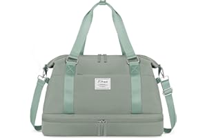 ETRONIK Weekender Bags for Women, Gym Bag with Shoes Compartment & Wet Pocket, Travel Duffel Bag with Trolley Sleeve for Personal Item Travel, Overnight Carry on Bag, Green