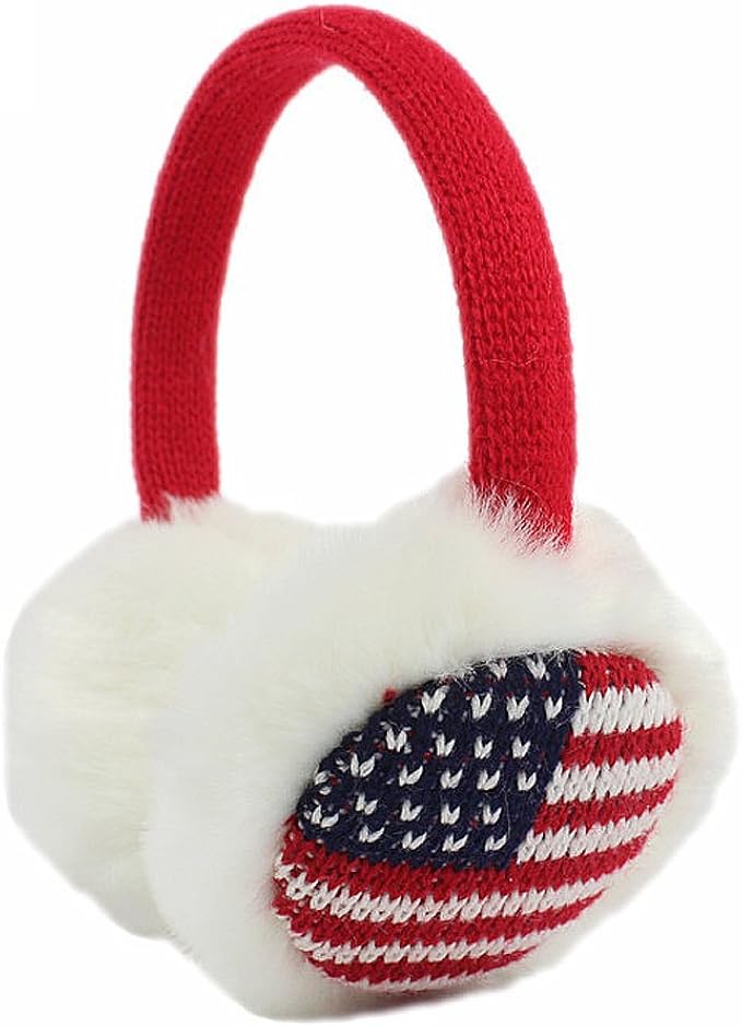 Wool Knitting Ear Muffs Christmas Flag Soft Ear Protectors For Winter