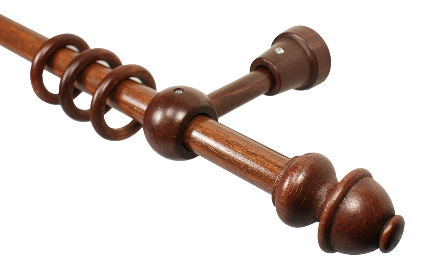 20 Mm Diameter End Stop Curtain Pole Walnut Wood Antique 200 Cm