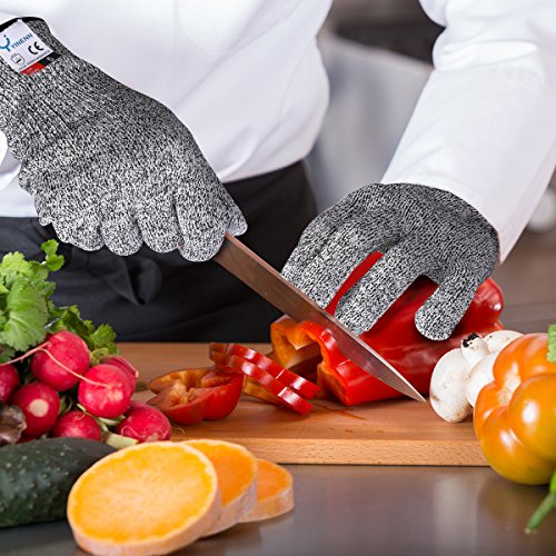 YINENN Cut Resistant Gloves with High Performance Level 5 Hand Protection,Food Grade Safety Gloves for Oyster Shucking,Fish Fillet Processing,Mandolin Slicing,Meat Cutting,Wood Carving-2 Pairs(Medium)