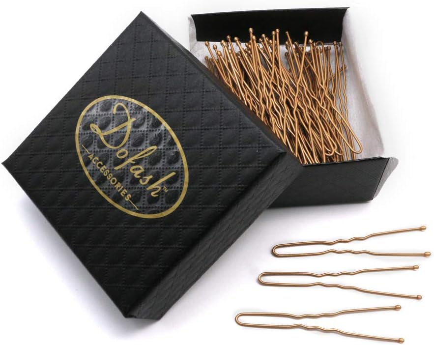 Dofash Metal 60pcs U Shape Bobby Pins 6cm/2.4" Hair Clips grips for Hair Decoration with gift box (Blonde)