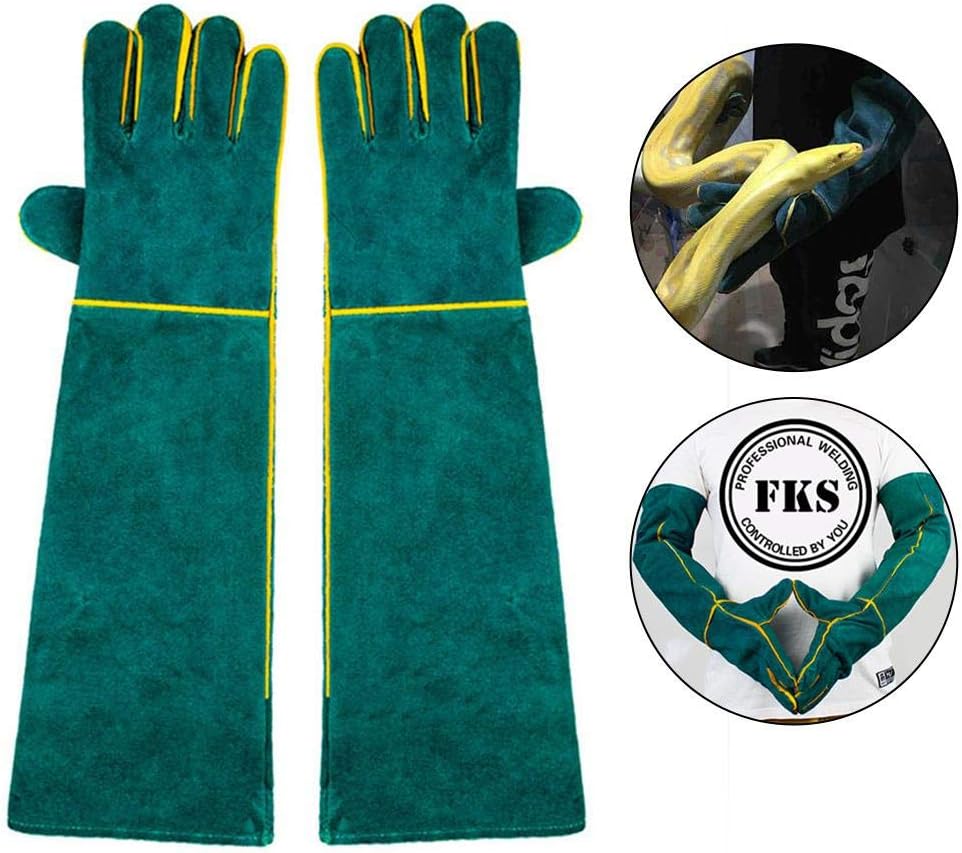 Baiwka Extra Long Animal Anti-bite/scratch Gloves,Breathable Leather Reptile Protective Gloves,safe And Durable Gloves For Bathing,handling Dog/Cat/Bird/snake-scratch/bite Resistant Protection