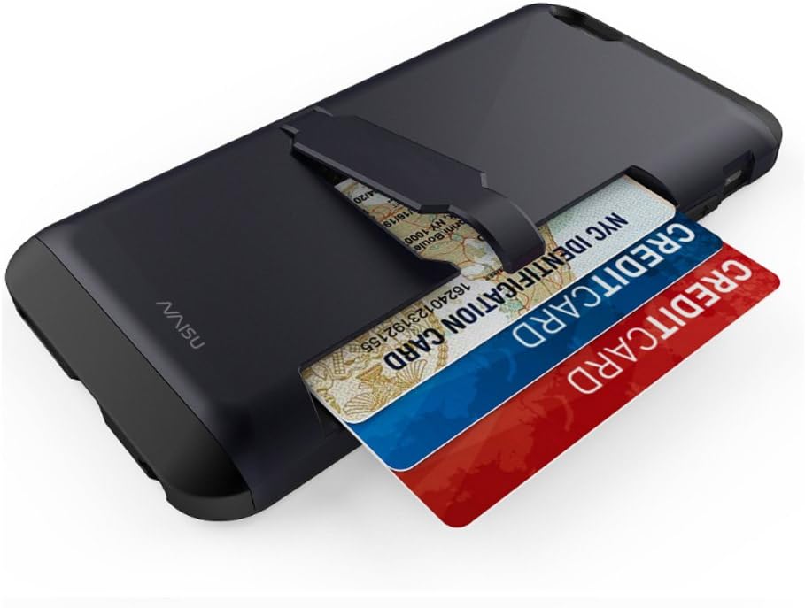 iPhone 6 Plus / 6S Plus Case, NAISU Tough Armor Heavy Duty Shockproof Protective [ Card Slot Holder Kickstand ] Wallet Case Back Cover for Apple iPhone 6 Plus / 6S Plus (5.5 Inch)- Black