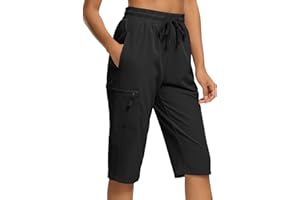 DEVOROPA Women's Hiking Long Shorts Knee Length Lightweight Quick Dry Cargo Athletic Bermuda Beach Shorts with Zipper Pockets