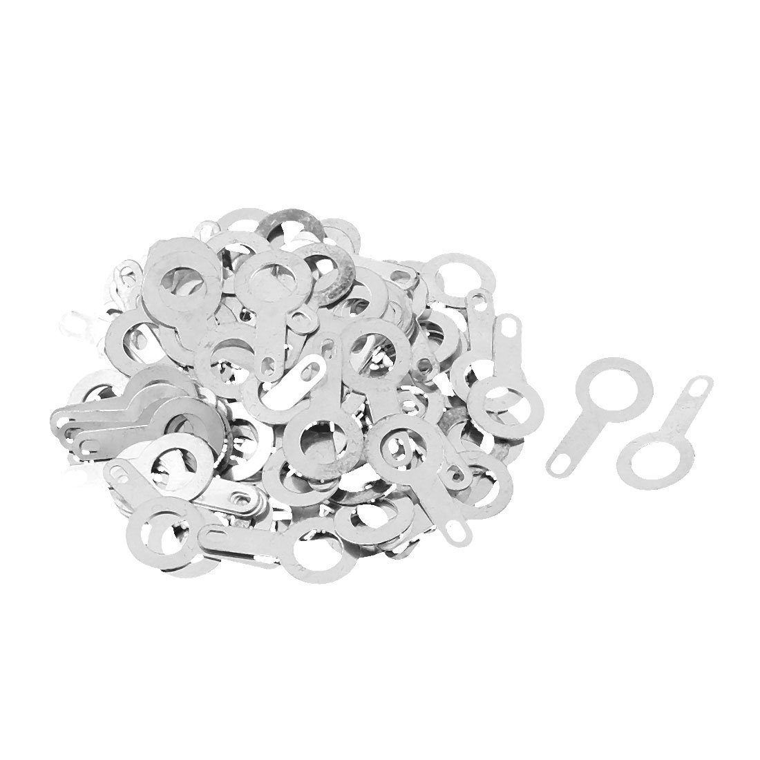 sourcing map M5.2 Lug Plate Solder Ring Terminal Connector Crimp Silver Tone 100pcs