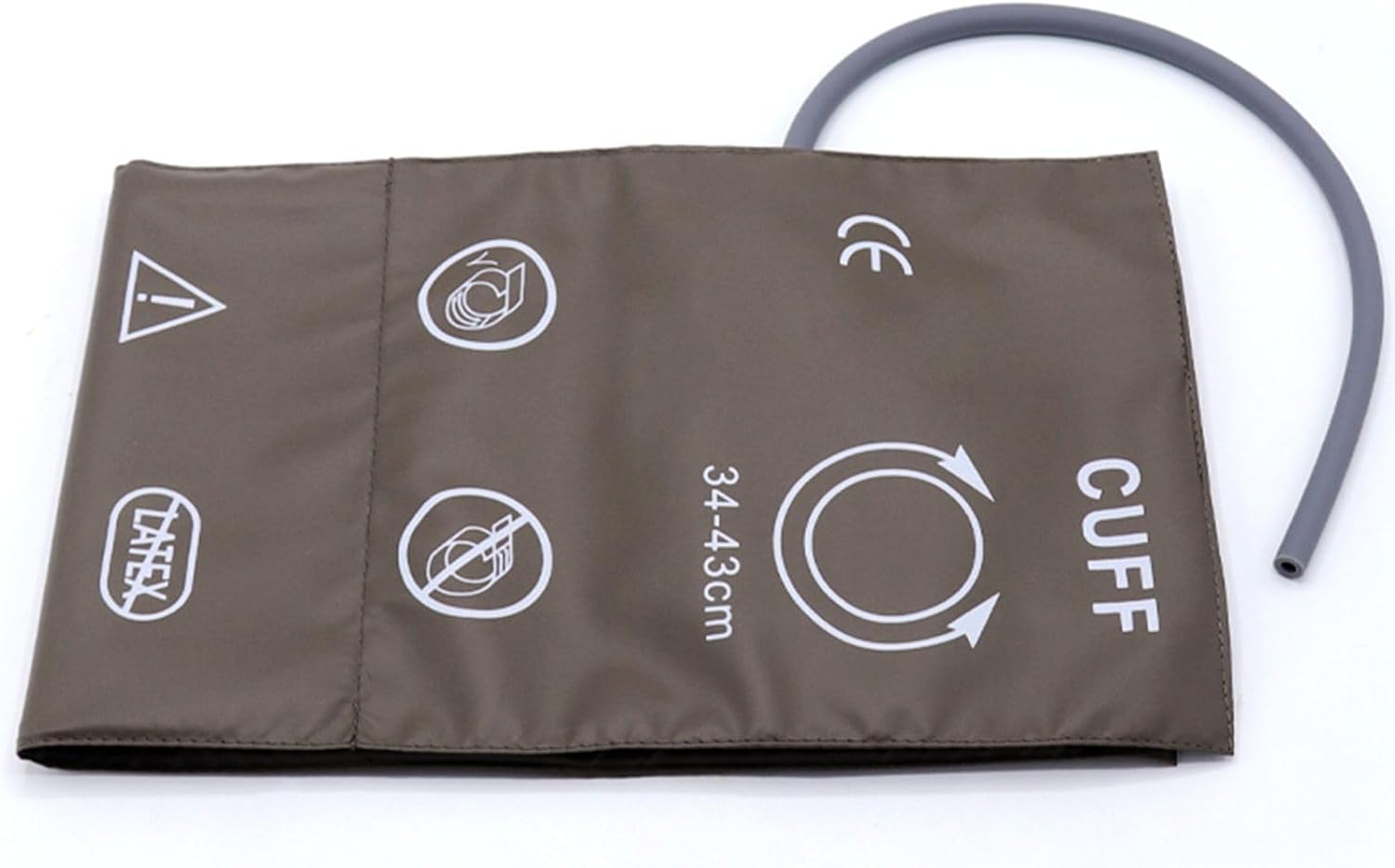 Universal NIBP Cuff for LargeAdult, 34-43 cm Single Tube Reusable PU Brown Replacement Blood Pressure Cuff, No Connector