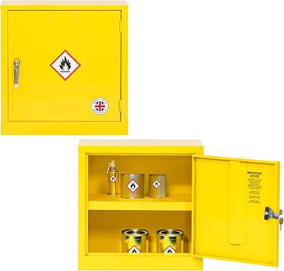 Horison Industries COSHH Cabinet Yellow Fireproof Flammable Storage Cupboard