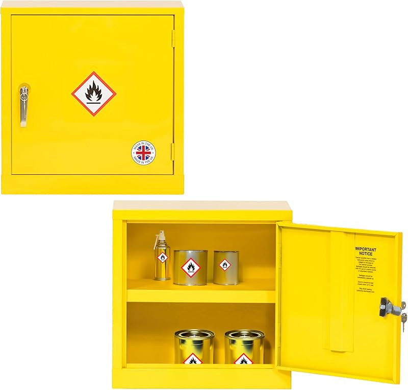 Horison Industries COSHH Cabinet Yellow Fireproof Flammable Storage Cupboard