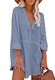 HAPCOPE Women's Button Down Shirt Dress Oversized