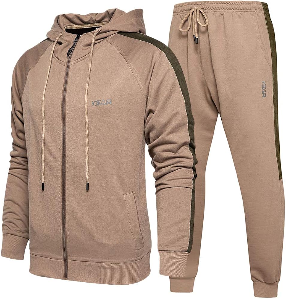 TOLOER Men's Athletic Tracksuit Full Zip Warm Jogging Sweat Suits