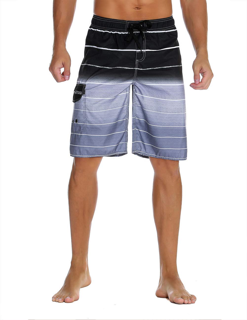 unitop Men's Swim Trunks Colorful Striped Beach Board Shorts with