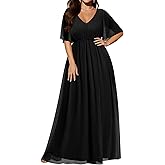 Pinup Fashion Women Bridesmaid Dresses for Wedding Guest Plus Size - Formal Chiffon Long Maxi Dress