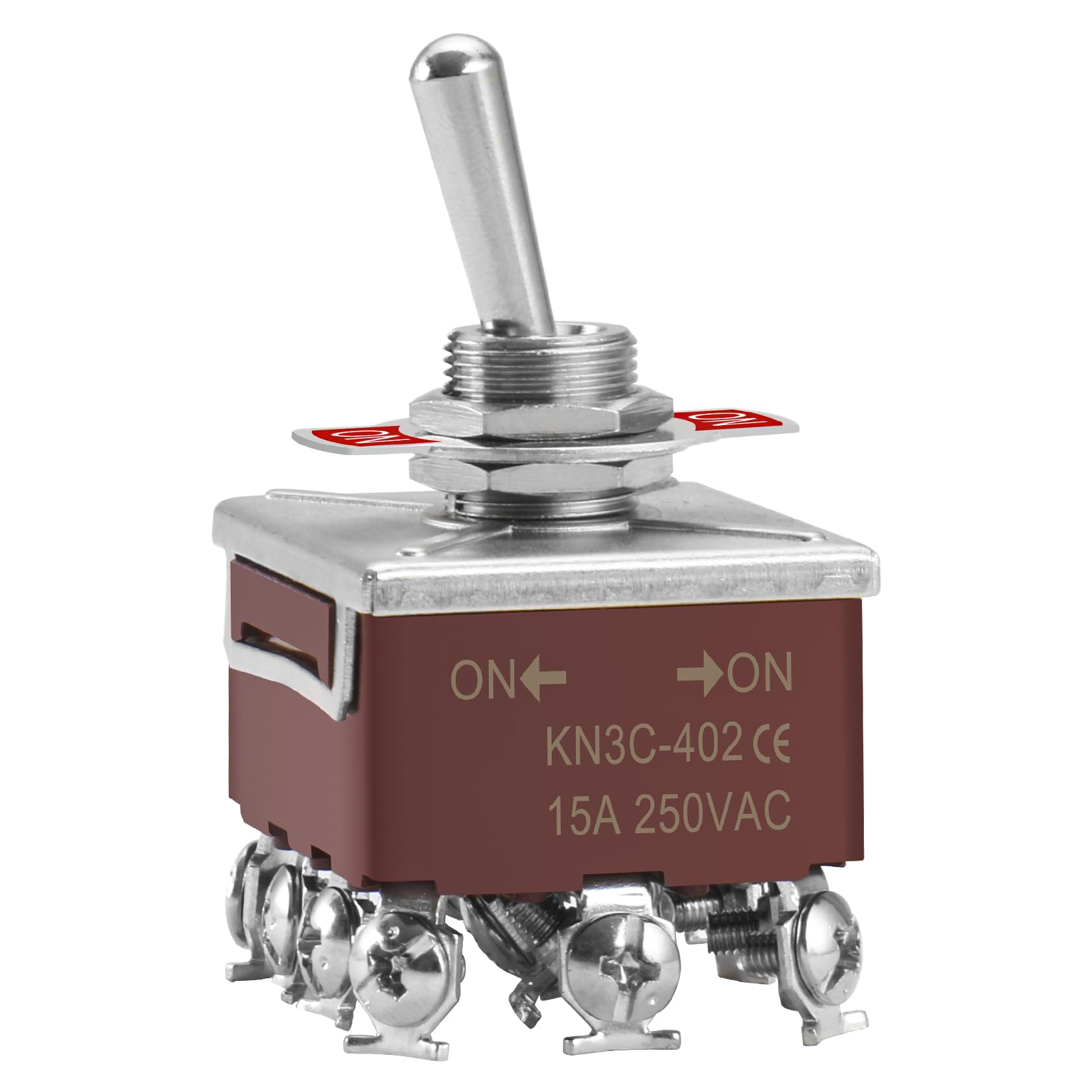 Heschen Metal Toggle Switch, KN3C-402, 4PDT, maintained, ON/ON 2 position, 15A 250VAC, 10A 380VAC, CE
