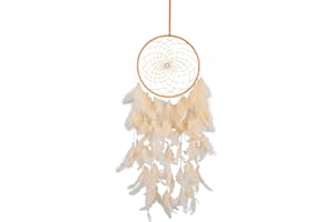 Orange Dream Catchers - Chicken Feathers with Crystal Pearl, Handmade Dreamcatcher for Bedroom Wall Dorm Decor - HOLSM-III