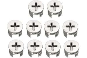 uxcell 10 Pcs Furniture Cam Lock Nut Connectors Fittings 15x12mm for Cabinet Drawer Wardrobe Panel Connecting