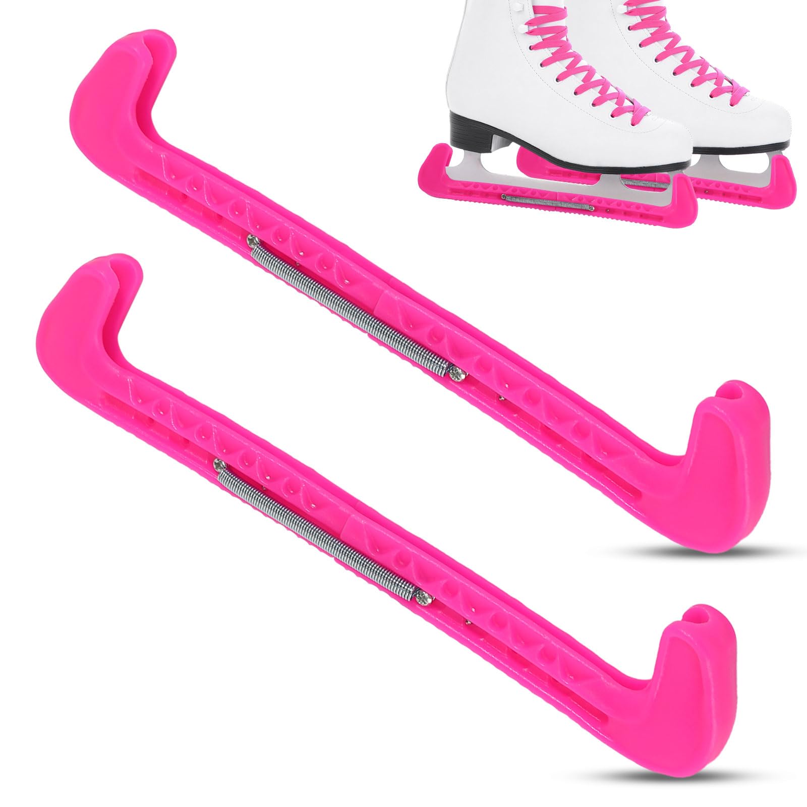 DELAESI Ice Skate Guards 1 Pair Ice Skate Blade Covers Adjustable Ice Skate Covers with Spring Ice Skating Accessories Figure Skating Guard for Most Ice Skate Sizes