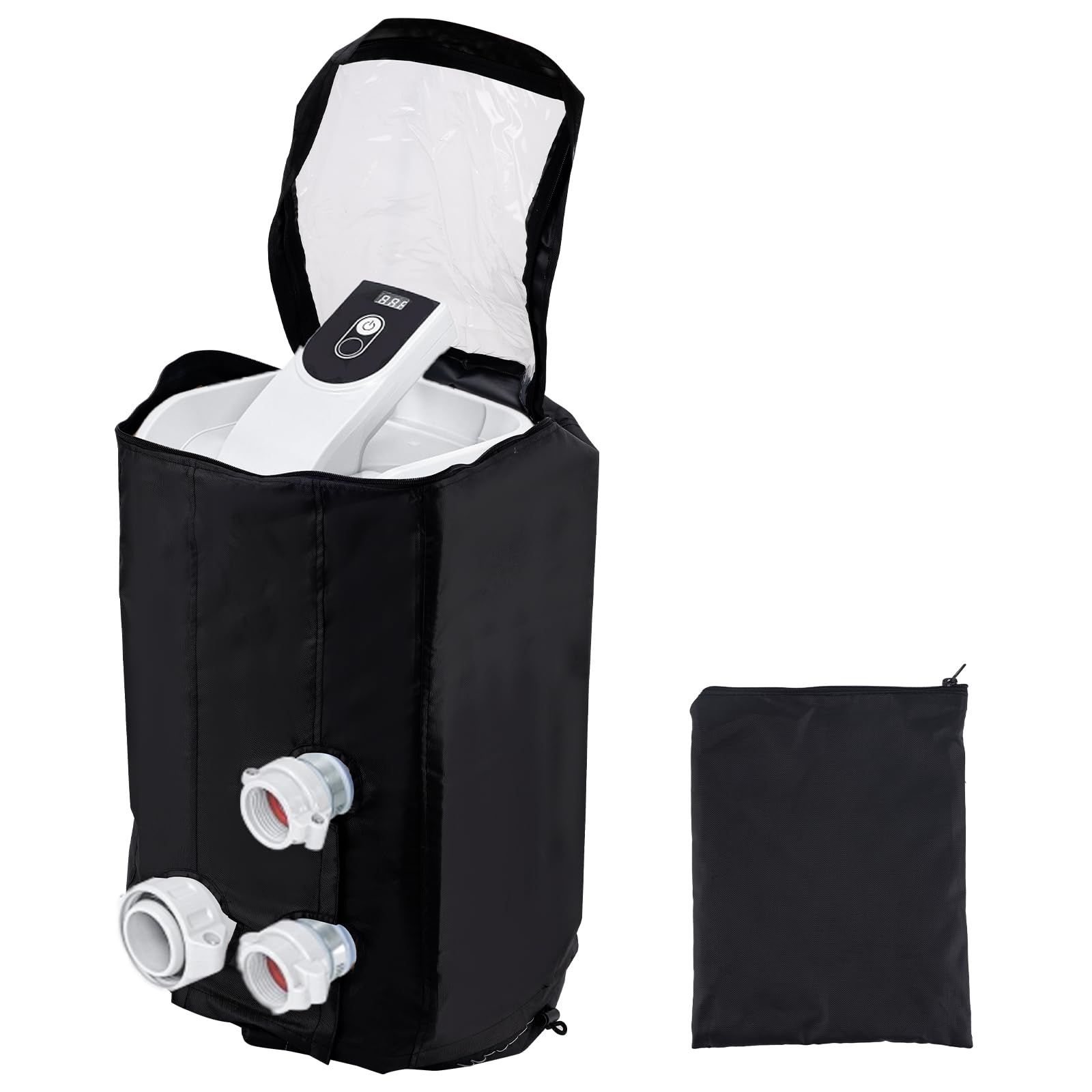 NQEUEPN Hot Tub Heater Pump Cover, Waterproof Spa Heater Pump Cover 600D Oxford Cloth Inflatable Hot Bathtub Pump Cover Accessories Fits Multiple Brands, Cover Only (Black)