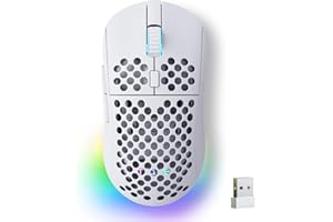 TMKB TECHNOLOGY MECHANICAL KEYBOARD TMKB Falcon M1 Wireless Gaming Mouse, 24000DPI Optical Sensor, 180Hrs Battery, Lightweight, 6 Programmable Buttons, RGB Strip, 2.4G/BT5.2/USB-C Wired for PC/Mac/Laptop - Matte White