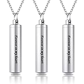 3 Pack Urn Necklace for Ashes Memorial Cremation Jewelry for Ashes, Cylinder Urn Locket for Ashes Stainless Steel Urns Pendant Keepsake Jewelry with Words: Forever in my heart & Funnel Kit & Bag