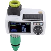 JTLB Solar Smart Water Timer, IP68 Real Time Self Inspection Solar Powered Hose Timer Automatic Drip Irrigation Kit for Outdoor Garden Lawn Irrigation System