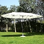 Outsunny 15' Outdoor Patio Market Double-Sided Umbrella - Cream White and Brown
