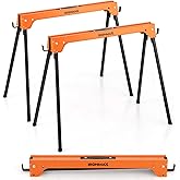 Goplus Folding Sawhorses Twin Pack, Portable Saw Horses with 2x4 Support Arms, 1322 LB Capacity, Heavy Duty Table Stand with 
