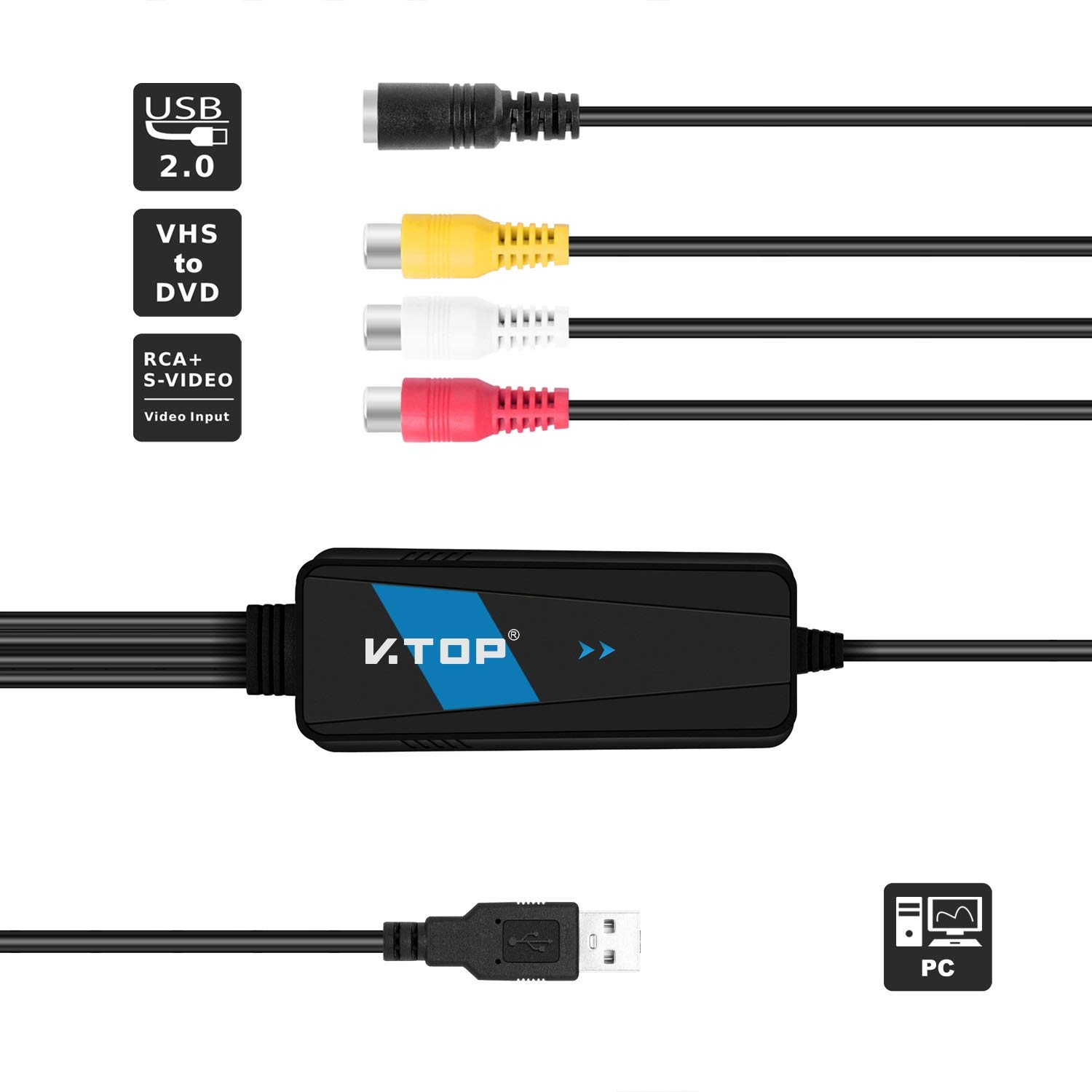 VTOP VHS to Digital Converter Video Capture Card Convert VHS Tape Hi