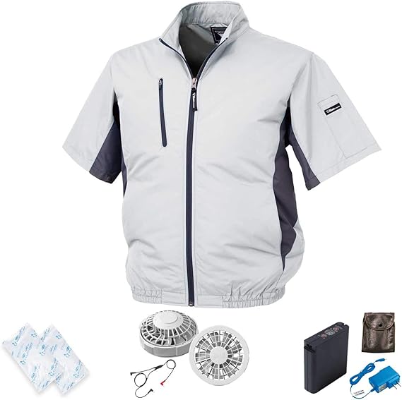 Amazon Co Jp ジーベック 空調服 空調服 Xe ワンタッチファン グレー バッテリーセット Liultraj 0ｇ大型保冷剤2個 シルバーカモフラ Ss 服 ファッション小物