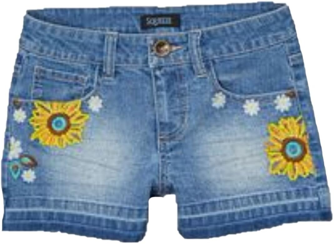 jean shorts with sunflowers