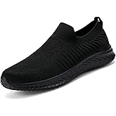 Kanlanlo Men's Breathable Knit Walking Tennis Gym Slip On Laceless Sneakers