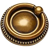 skohom 8 Pack Ring pulls,2" Antique Ring Drawer pulls,Ring Cabinet Cupboard pulls with Round Plate,Drawer Ring pulls (Antique Brass)