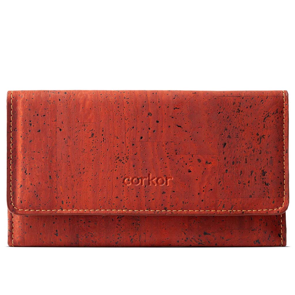 Corkor Vegan Cork Wallet Women Slim for Cards, Bifold Multi Card Case with Zip Pocket