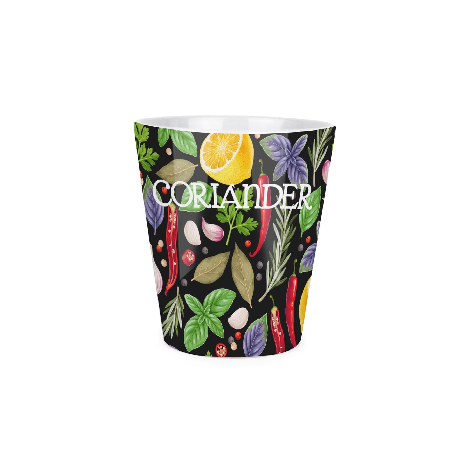 Purely Home Coriander Herbs Plant Pot - Cooking Ingredients Small Ceramic Indoor Plant Pot with Drainage Hole - Homeware Gift 9cm Diameter Flower Pot