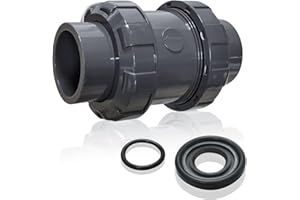 BOLTIGEN PVC True Union Check Valve, 2'' Slip Swing Full Port Utility, Sch80 Socket Pool Ball for Backflow Prevention