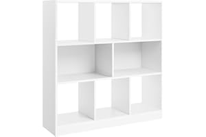 VASAGLE Bookcase, Bookshelf, Freestanding Storage Unit, 8 Open Compartments, Used Horizontally, Vertically, Upside Down, 11 x 35.4 x 39.4 Inches, for Living Room, Study, Office, Cloud White ULBC55WT
