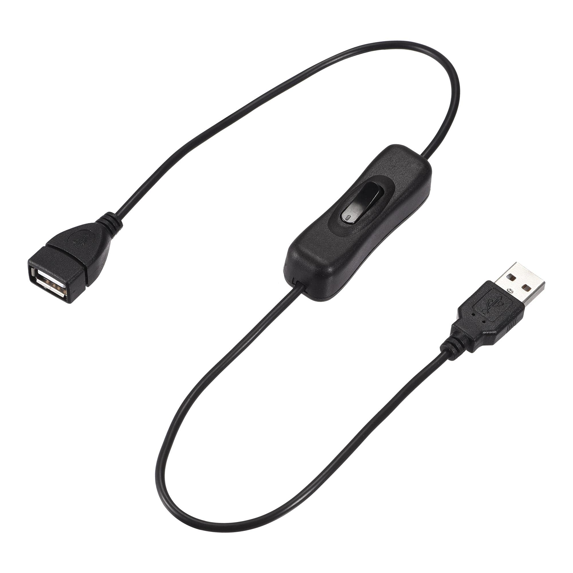 sourcing map USB Cable with ON/Off Switch, USB Male to Female Extension Cord 50cm Black, for LED Desk Lamp LED Strip