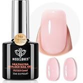 modelones Builder Nail Gel,No Top Coat Needed Builder for Nails Nude | C-Curve Sculpting, Glossy Jelly Finish Cover Nude Pink