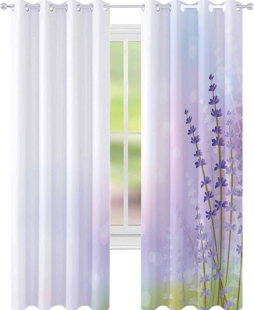 YUAZHOQI Lavender Curtains for Living Room Nature Inspired Abstract