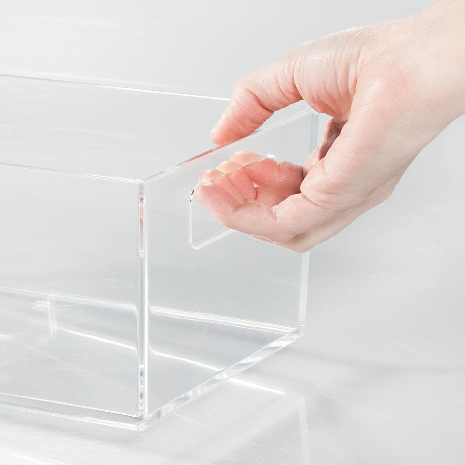 mDesign Rectangular Plastic Office Supplies Storage Organizer Bin with Handles for Paper Pads, Pens, Pencils, Dry Erase Markers, Highlighters, Sticky Notes, Mailing Labels - Small, 2 Pack - Clear: Home & Kitchen
