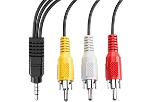 BERLAT Av Cable,Camcorder Av Cable, 3.5mm to RCA Camcorder AV Audio Video Output Cable for TV,Camcorder,Smartphones,MP3, Tablets,Speakers,Home Theater - 5ft