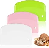 Vicloon 3 Pcs Dough Scraper Set Stainless Steel? Plastic Shape Spatulas Green