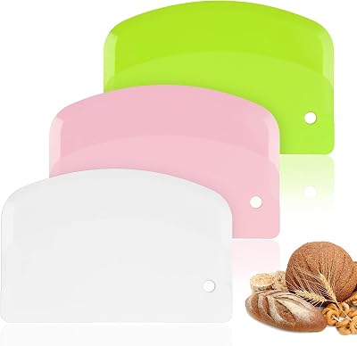 Vicloon 3 Pcs Dough Scraper Set Stainless Steel? Plastic Shape Spatulas Green