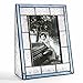J Devlin Pic 159-46V Blue Stained Glass Picture Frame Tabletop 4x6 Vertical Photo Frame Vintage