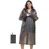 SaphiRose Reusable Adult Rain Ponchos for Women and Men with Drawstring Hood
