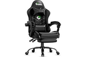 Czlolo Gaming Chair, Ergonomic Office Computer Chair with Footrest and Lumbar Support Massager Racing Style High Back Video Gamer Chair, Wide＆Thick Cushion, 90°-135° Recline, Adjustable Height, Black