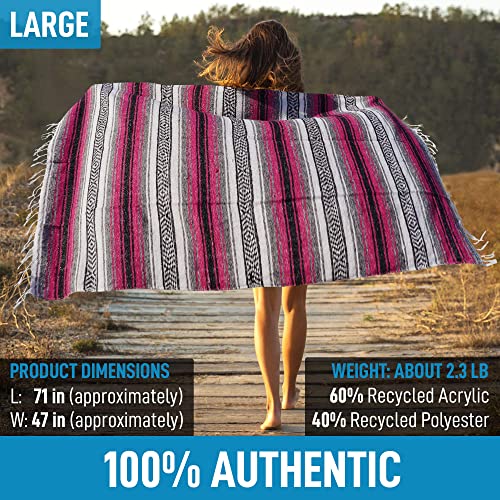 Handcrafted Large Mexican Blankets, Artisanal Handwoven Serape Blanket